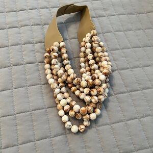 Beige Marbled Multi-Strand Statement Necklace